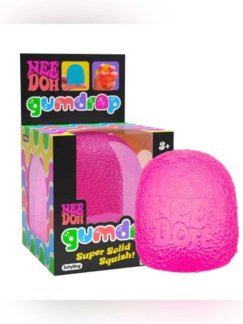 NeeDoh Gumdrop Super Solid Squish - Bright Pink NEW
